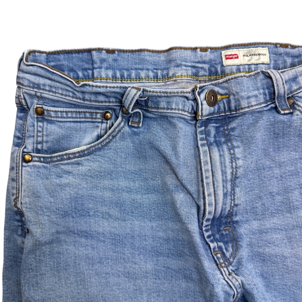 Wrangler Relaxed Bootcut Jeans Mens 36X29 LightWash Denim Western Cowboy Classic - Picture 5 of 12